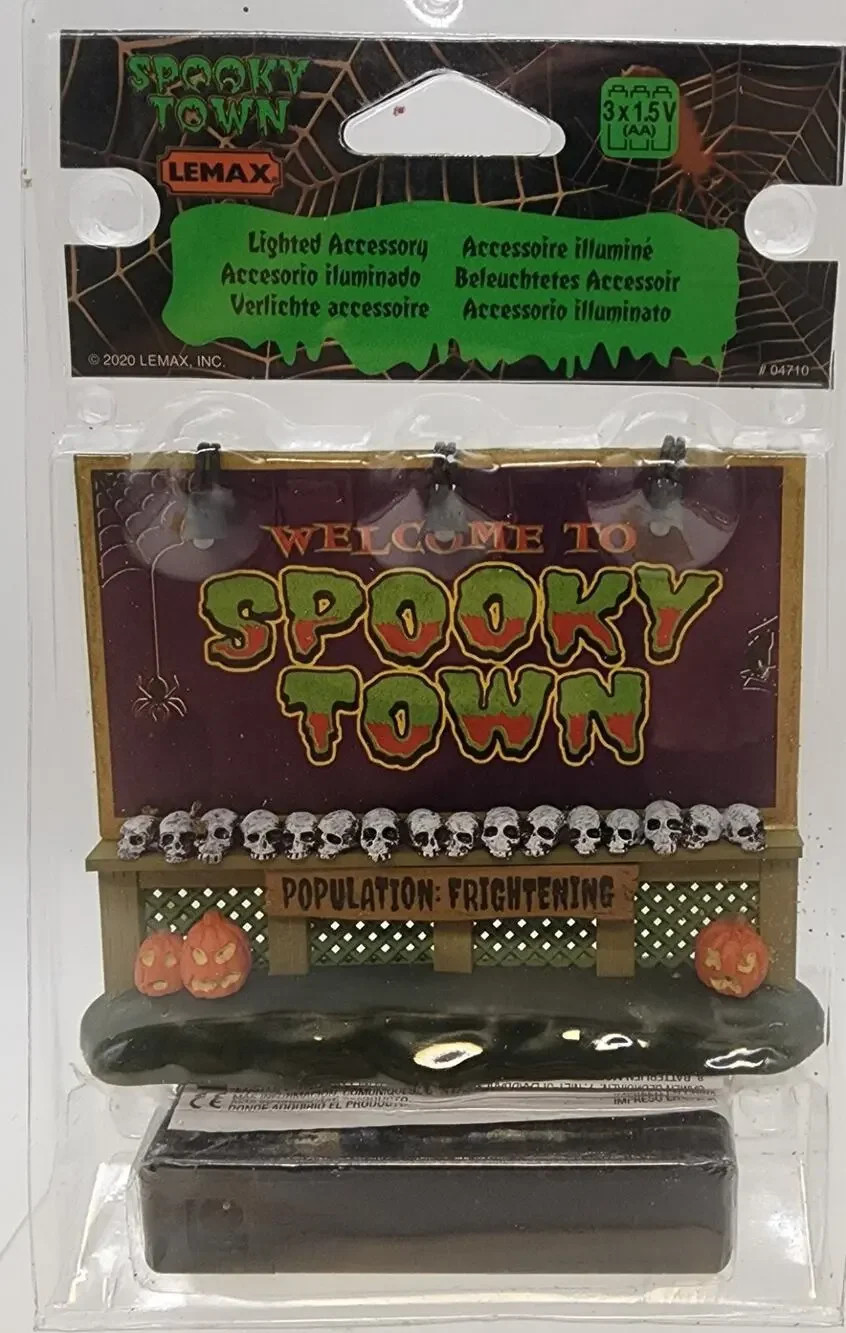 Lemax Spooky Town 2020 Lighted Accessory - Spooky Town Sign #04710